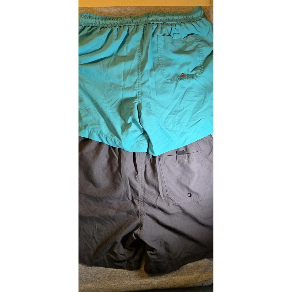 George Mens Swim Trunks Bundle 2 Pack Grey Turquoise Blue Mesh Lined Medium M
